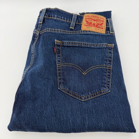 Levi's Other - Levis Jeans Mens 38x32 Blue 505 Regular Fit Straight Leg Dark Wash Classic Denim